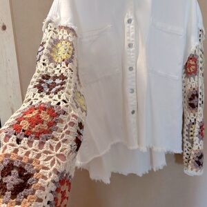 POL denim crochet jacket size small
